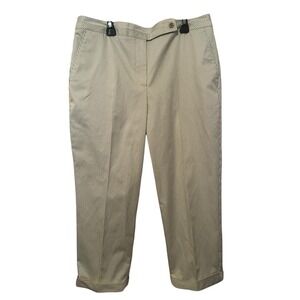 Talbots Capri Pants Womens Size 12 Green White Pinstripe NWT Cropped